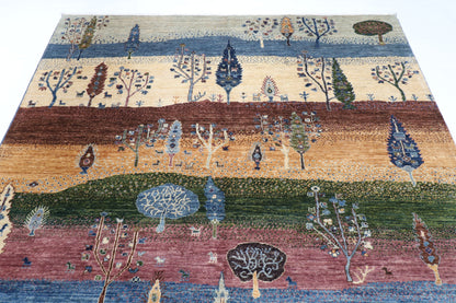 197 x 296 cm | 6'6 x 9'9 Ft Landscape Afghan Carpet