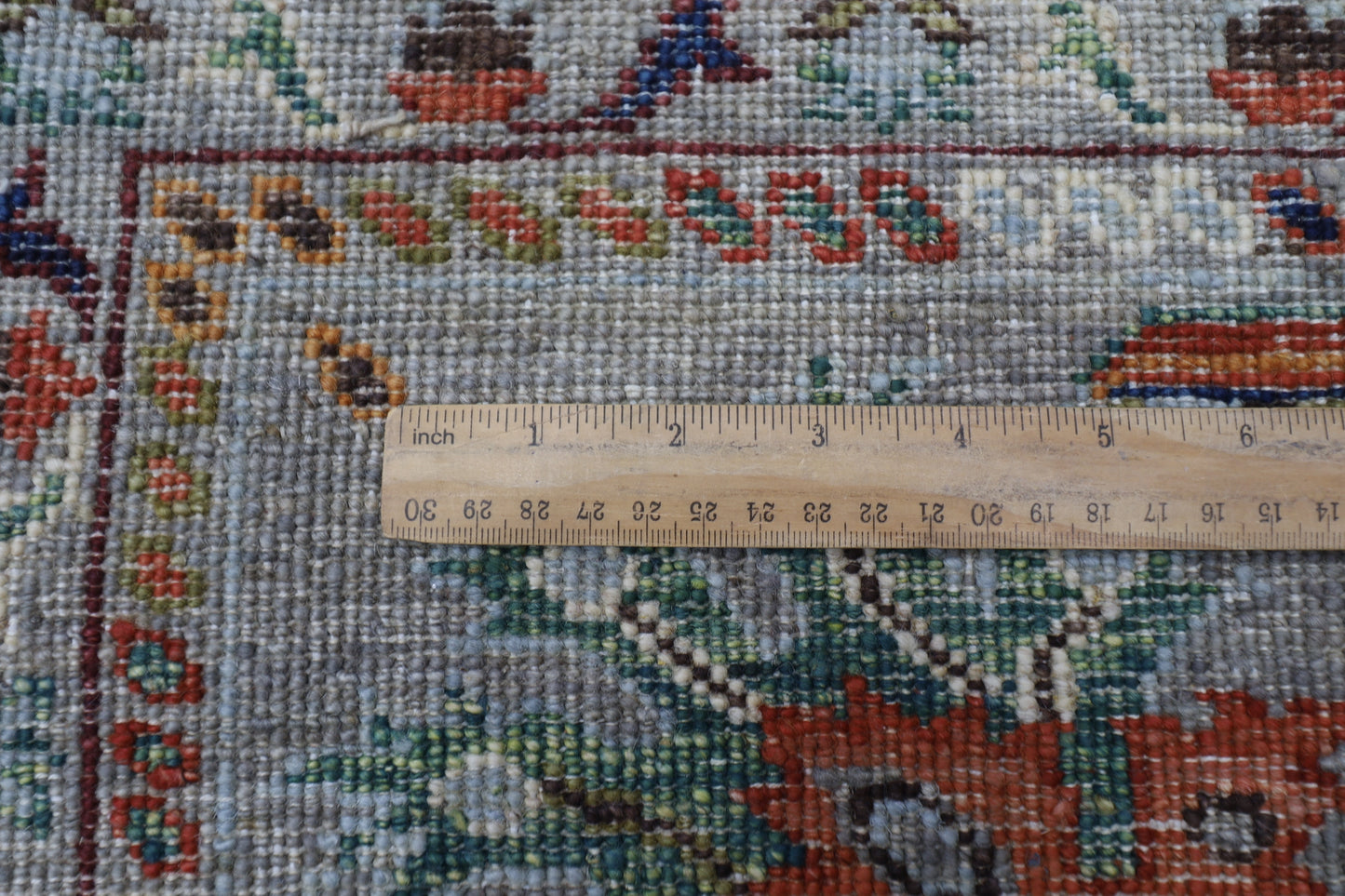 199 x 296 cm | Oriental Floral Gray Afghan Tribal Hand Knotted Wool Carpet
