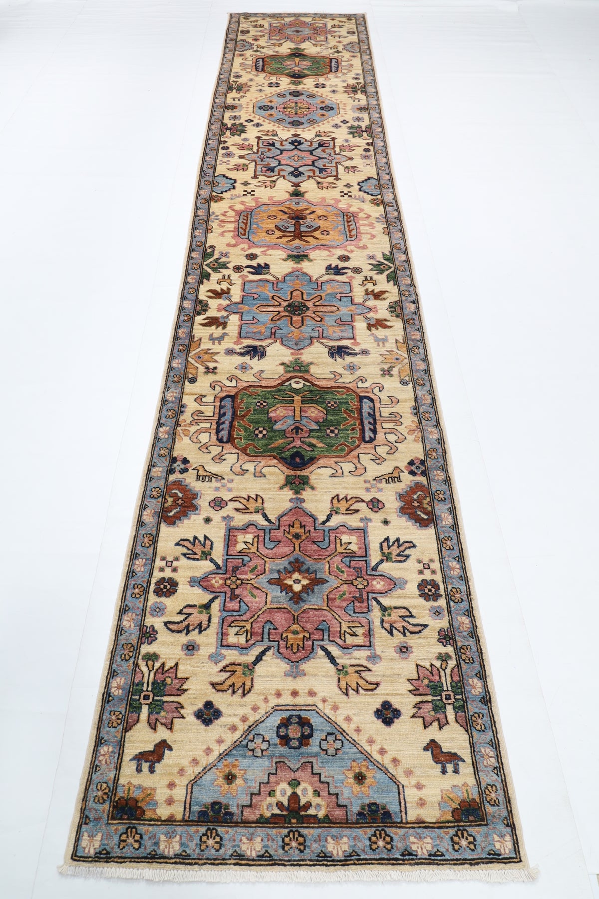 83 x 419 cm | 2'9 x 13'9 Ft Beige Afghan Carpet