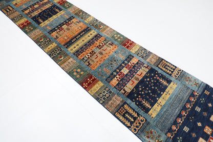 81x 392 cm | Gabbeh Oriental Runner Rug Afghan Hand Knotted Veg Dye Wool carpet