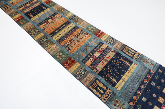81x 392 cm | Gabbeh Oriental Runner Rug Afghan Hand Knotted Veg Dye Wool carpet