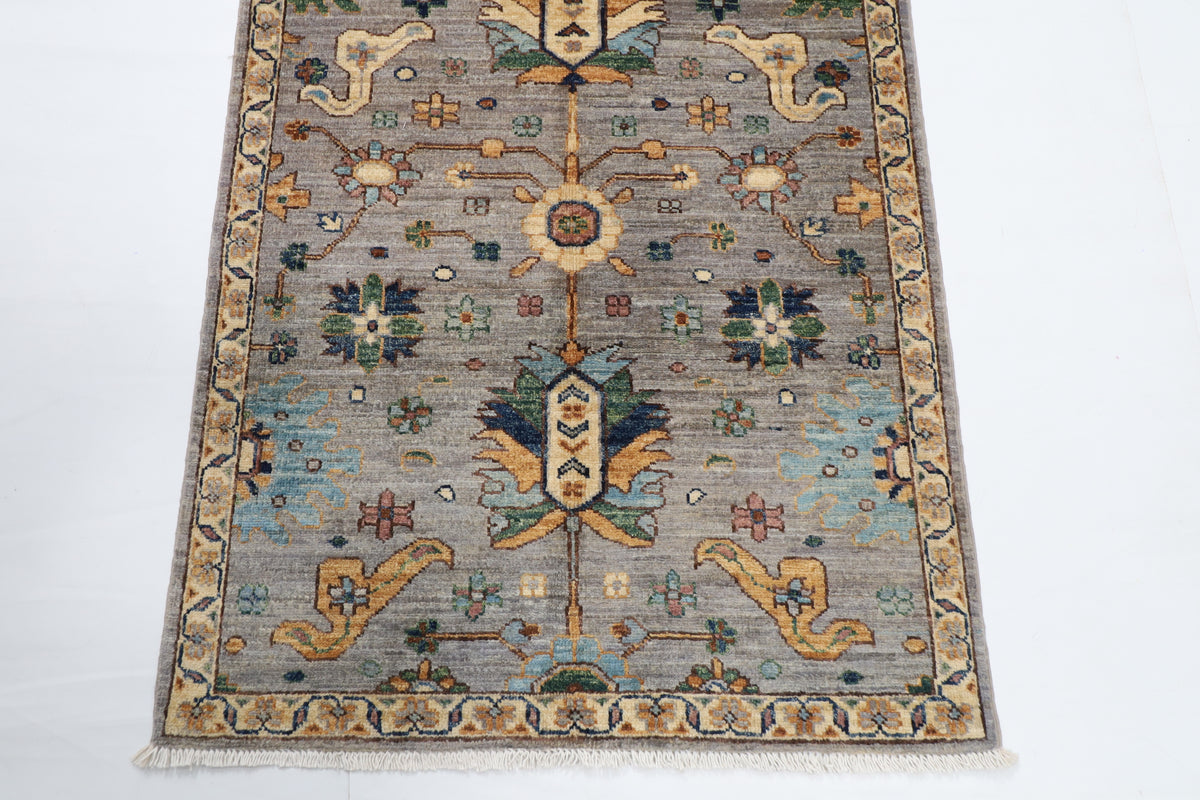 89 x 423 cm | 2'11 x 13'11 Ft Grey Afghan Carpet