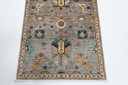 89 x 423 cm | 2'11 x 13'11 Ft Grey Afghan Carpet