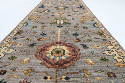 89 x 423 cm | 2'11 x 13'11 Ft Grey Afghan Carpet