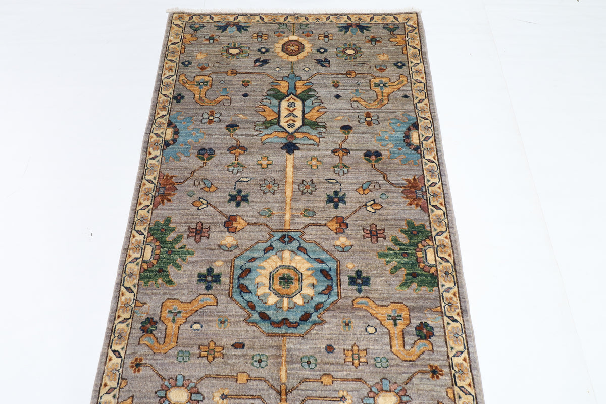 89 x 423 cm | 2'11 x 13'11 Ft Grey Afghan Carpet