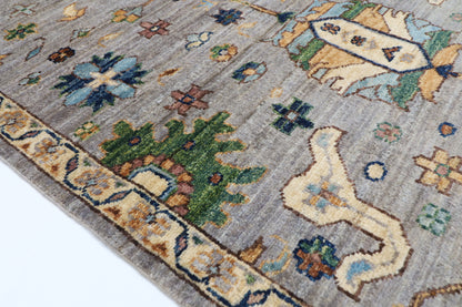 89 x 423 cm | 2'11 x 13'11 Ft Grey Afghan Carpet
