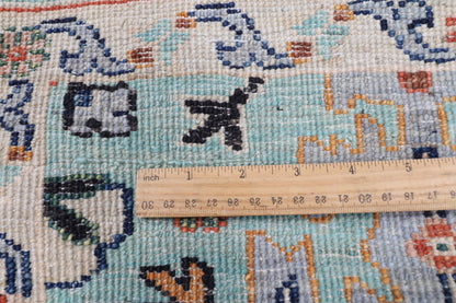 89 x 292 cm | 2'11 x 9'7 Ft Turquoise Afghan Carpet