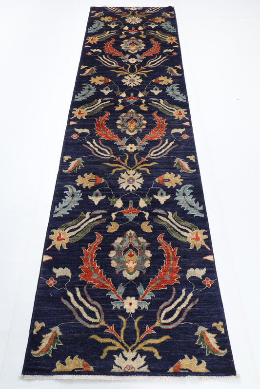 82 x 296 cm | 2'9 x 9'9 Ft Navy Blue Afghan Carpet
