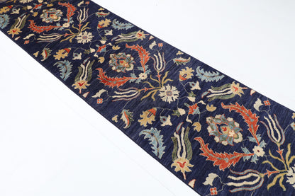 82 x 296 cm | 2'9 x 9'9 Ft Navy Blue Afghan Carpet