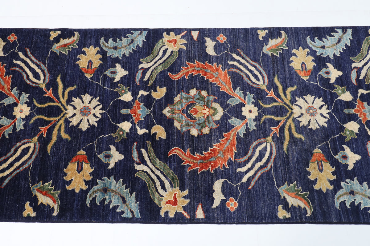 82 x 296 cm | 2'9 x 9'9 Ft Navy Blue Afghan Carpet