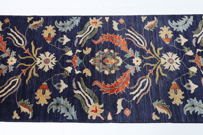 82 x 296 cm | 2'9 x 9'9 Ft Navy Blue Afghan Carpet