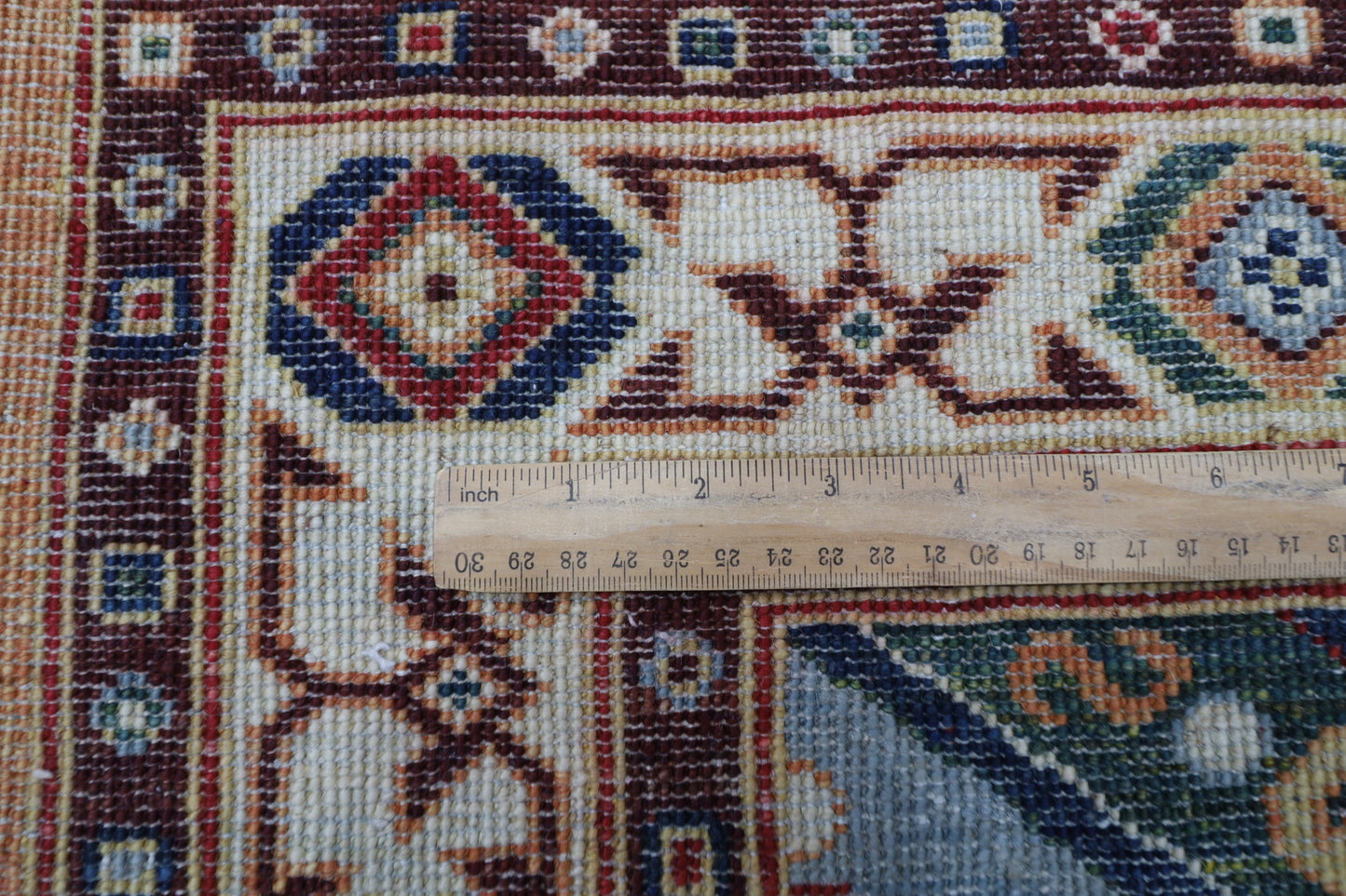205 x 297 cm | Oriental Geometric Orange Afghan Tribal Hand Knotted Wool Carpet