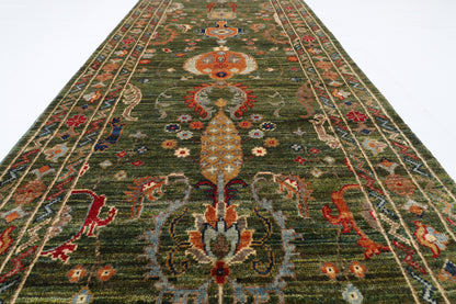 76 x 301 cm | 2'6 x 9'11 Ft Green Afghan Carpet