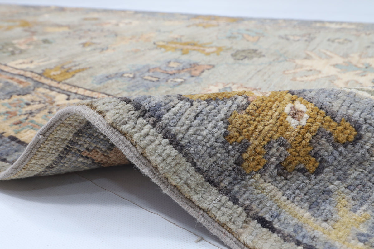 85 x 285 cm | Hand Knotted Runner Gray Oushak Afghan Carpet