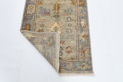 85 x 285 cm | Hand Knotted Runner Gray Oushak Afghan Carpet