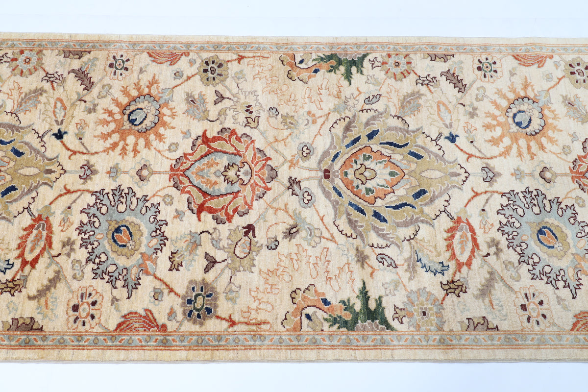 96 x 397 cm | Hand Knotted Runner Floral Afghan Carpet