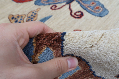 82 x 303 cm | Hand Knotted Runner Floral Butterfly Afghan Carpet