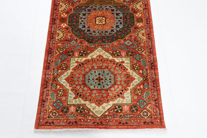 82 x 356 cm | Hand Knotted Runner Mamluk Orange Afghan Carpet