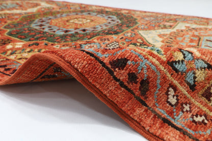 82 x 356 cm | Hand Knotted Runner Mamluk Orange Afghan Carpet