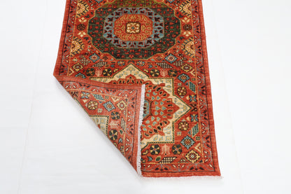 82 x 356 cm | Hand Knotted Runner Mamluk Orange Afghan Carpet