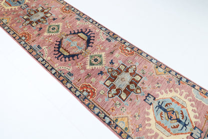 86 x 306 cm | Hand Knotted Runner Pink Waziri Afghan Carpet