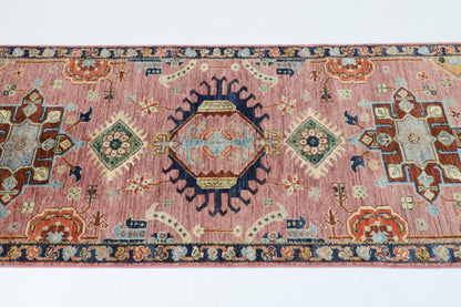 86 x 306 cm | Hand Knotted Runner Pink Waziri Afghan Carpet