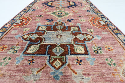 86 x 306 cm | Hand Knotted Runner Pink Waziri Afghan Carpet