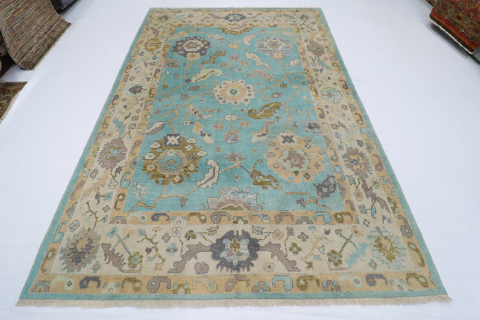 208 x 303 cm | Oriental Floral Oushak Afghan Tribal Hand Knotted Wool Carpet