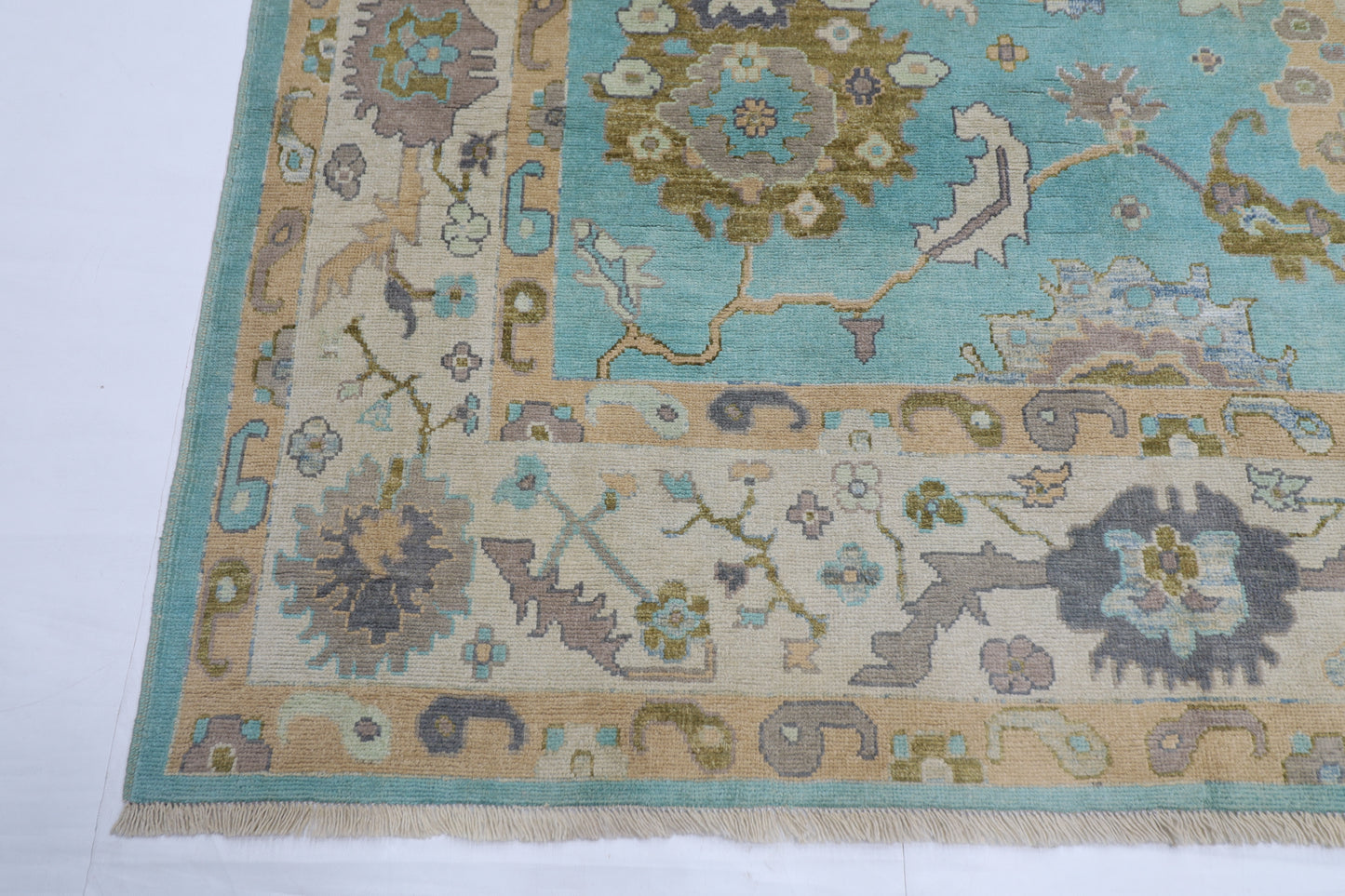 208 x 303 cm | Oriental Floral Oushak Afghan Tribal Hand Knotted Wool Carpet