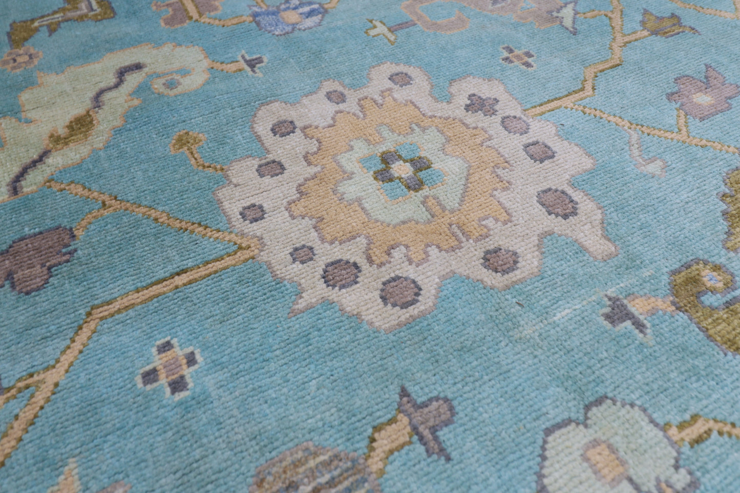 208 x 303 cm | Oriental Floral Oushak Afghan Tribal Hand Knotted Wool Carpet