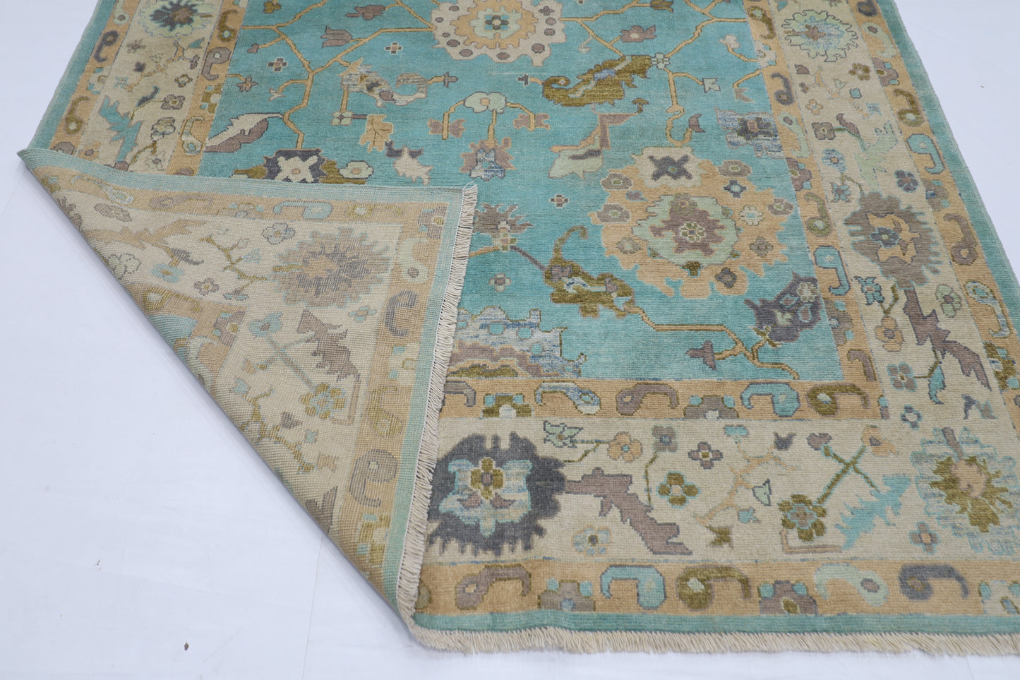 208 x 303 cm | Oriental Floral Oushak Afghan Tribal Hand Knotted Wool Carpet