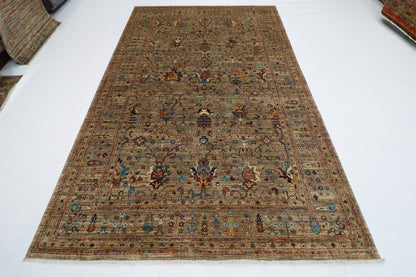 194 x 300 cm | Oriental Floral gray Afghan Tribal Hand Knotted Wool Carpet