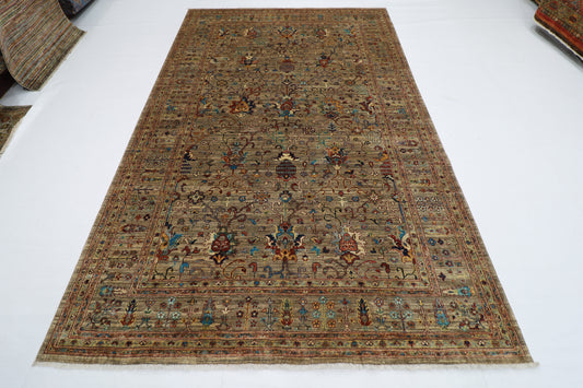 194 x 300 cm | Oriental Floral gray Afghan Tribal Hand Knotted Wool Carpet