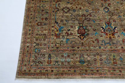 194 x 300 cm | Oriental Floral gray Afghan Tribal Hand Knotted Wool Carpet