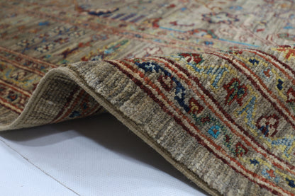 194 x 300 cm | Oriental Floral gray Afghan Tribal Hand Knotted Wool Carpet