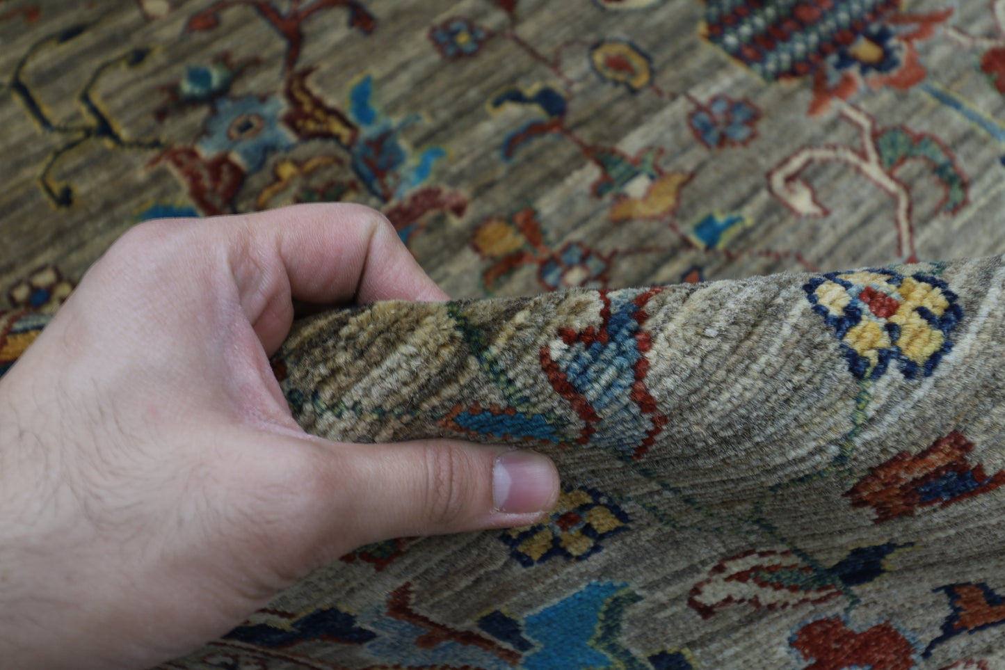194 x 300 cm | Oriental Floral gray Afghan Tribal Hand Knotted Wool Carpet