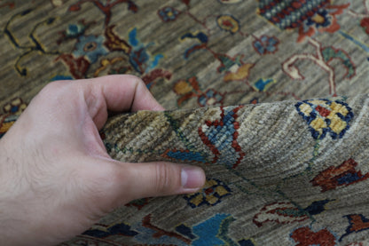 194 x 300 cm | Oriental Floral gray Afghan Tribal Hand Knotted Wool Carpet