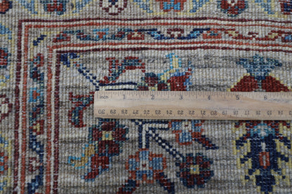 194 x 300 cm | Oriental Floral gray Afghan Tribal Hand Knotted Wool Carpet