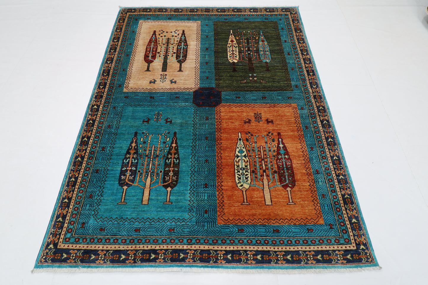 155 x 203 cm | Oriental tree of life Afghan Tribal Hand Knotted Wool Carpet