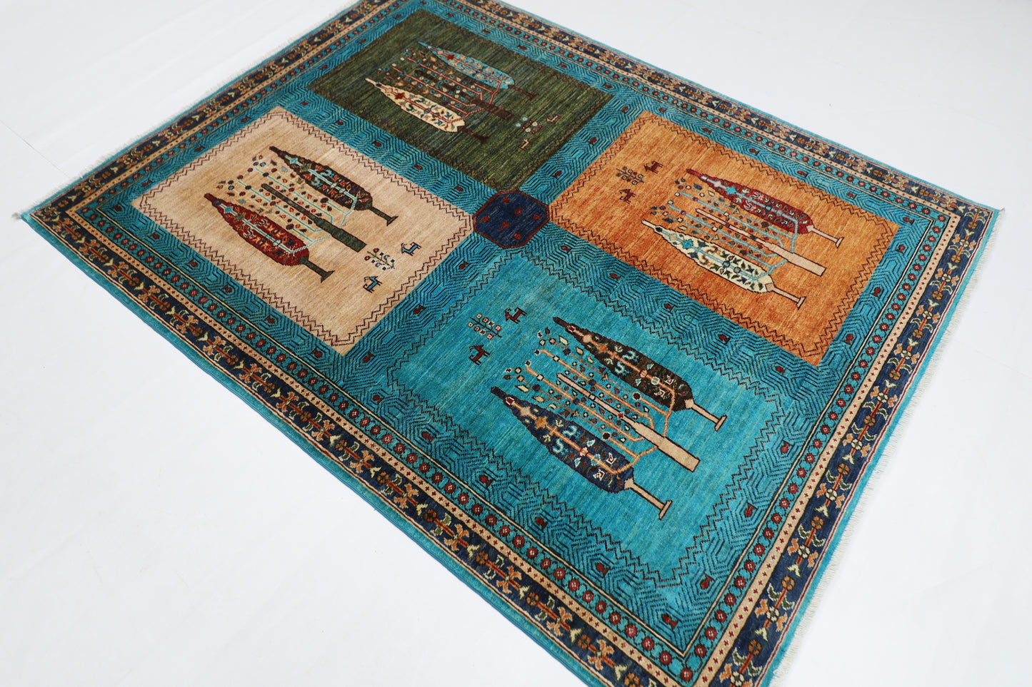 155 x 203 cm | Oriental tree of life Afghan Tribal Hand Knotted Wool Carpet