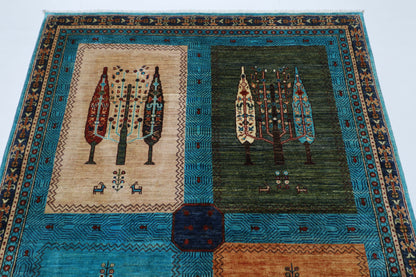 155 x 203 cm | Oriental tree of life Afghan Tribal Hand Knotted Wool Carpet