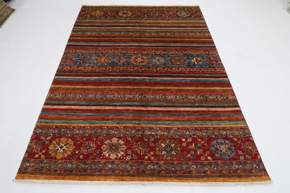 177 x 237 cm | Oriental turkish Shall Afghan Tribal Hand Knotted Wool Carpet