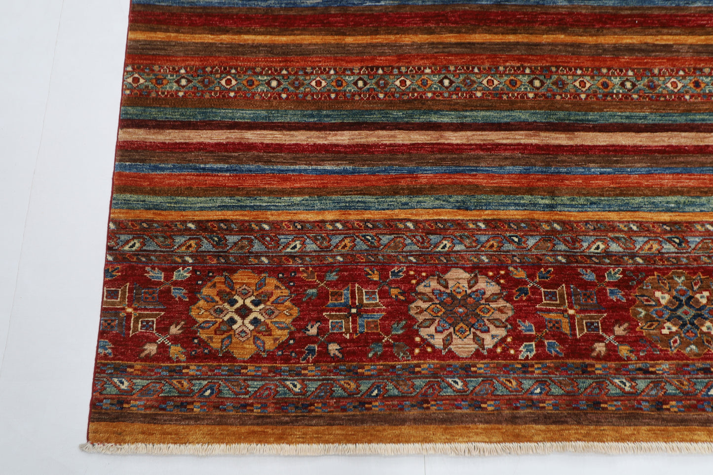 177 x 237 cm | Oriental turkish Shall Afghan Tribal Hand Knotted Wool Carpet
