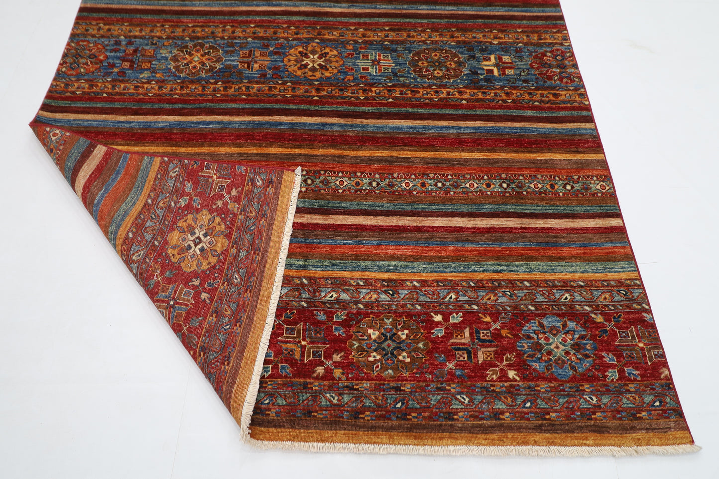 177 x 237 cm | Oriental turkish Shall Afghan Tribal Hand Knotted Wool Carpet