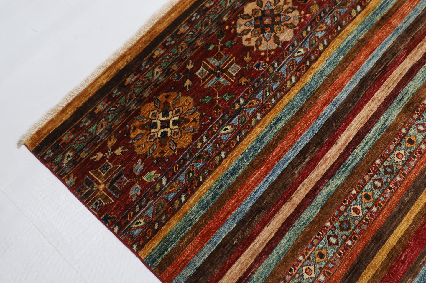 177 x 237 cm | Oriental turkish Shall Afghan Tribal Hand Knotted Wool Carpet