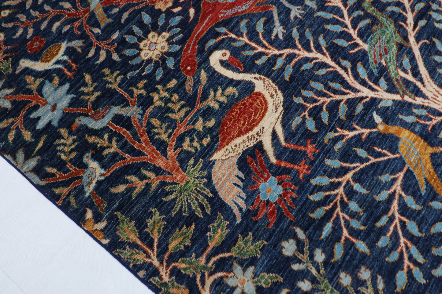 183 x 272 cm | Oriental Birds Blue Afghan Tribal Hand Knotted Wool Carpet