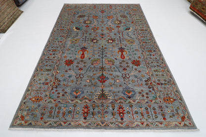 200 x 292 cm | Oriental sultani Gray Afghan Tribal Hand Knotted Wool Carpet