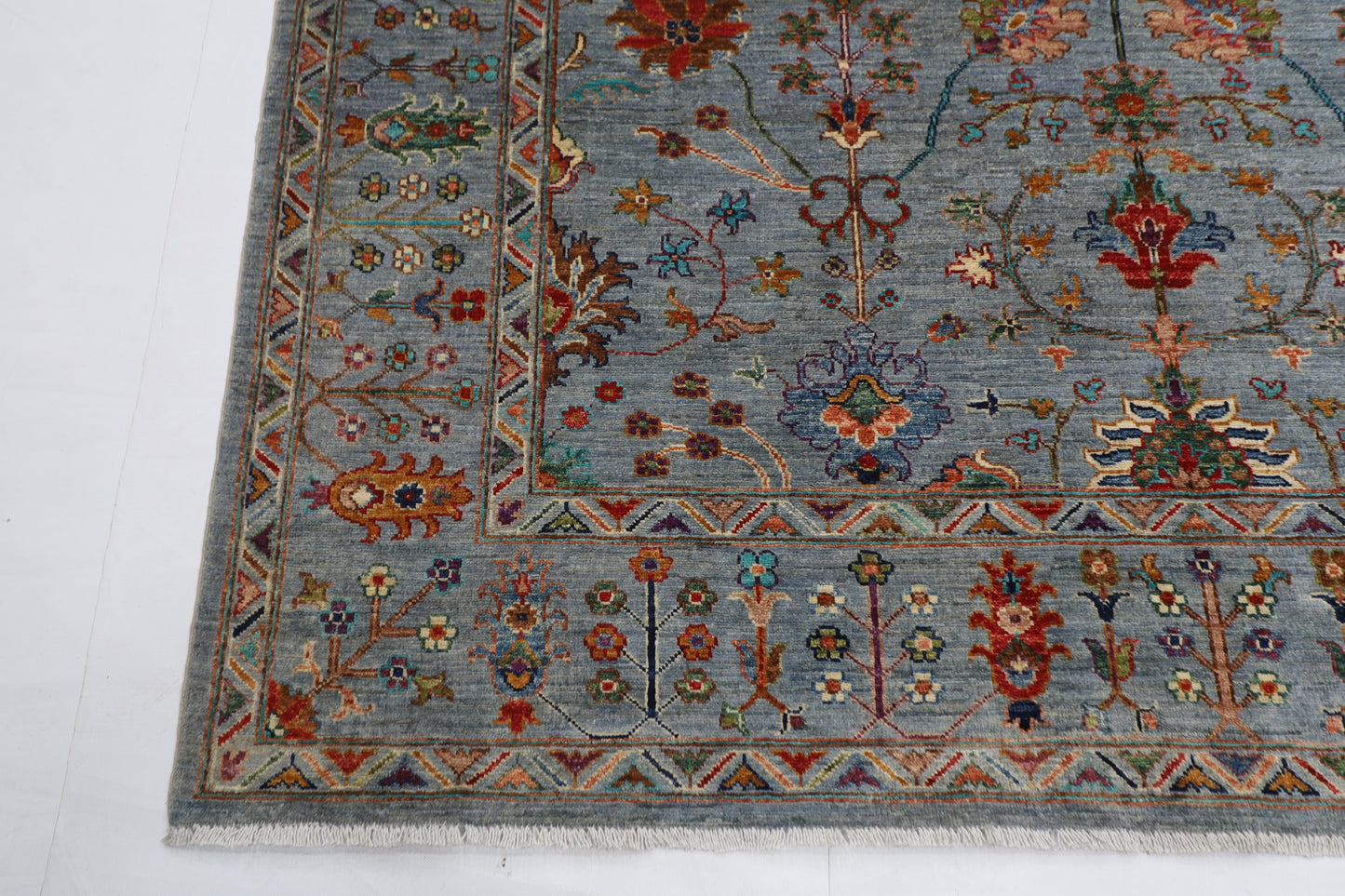 200 x 292 cm | Oriental sultani Gray Afghan Tribal Hand Knotted Wool Carpet
