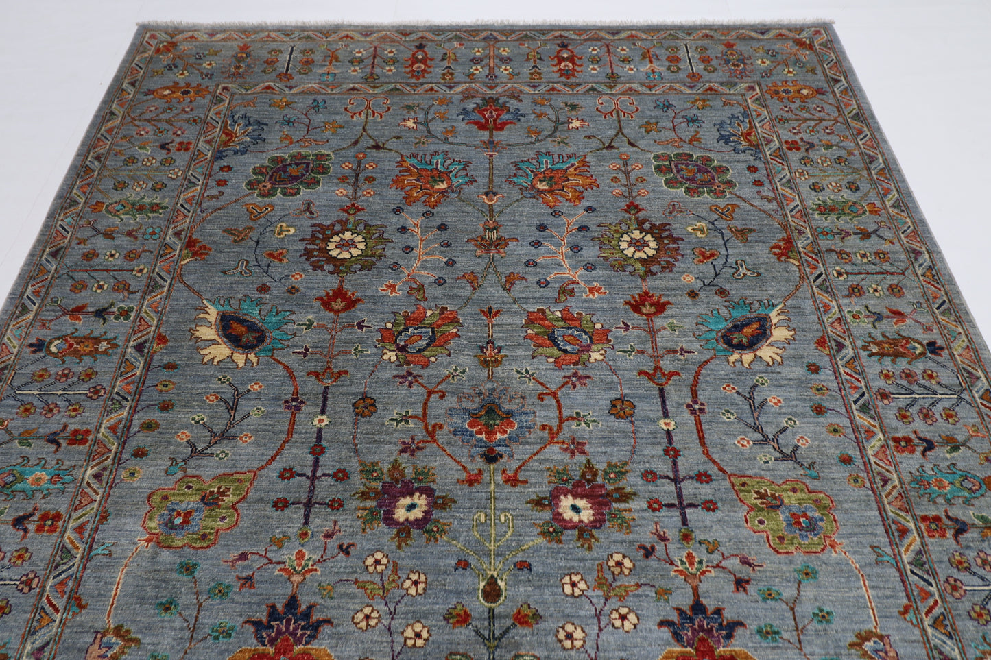 200 x 292 cm | Oriental sultani Gray Afghan Tribal Hand Knotted Wool Carpet