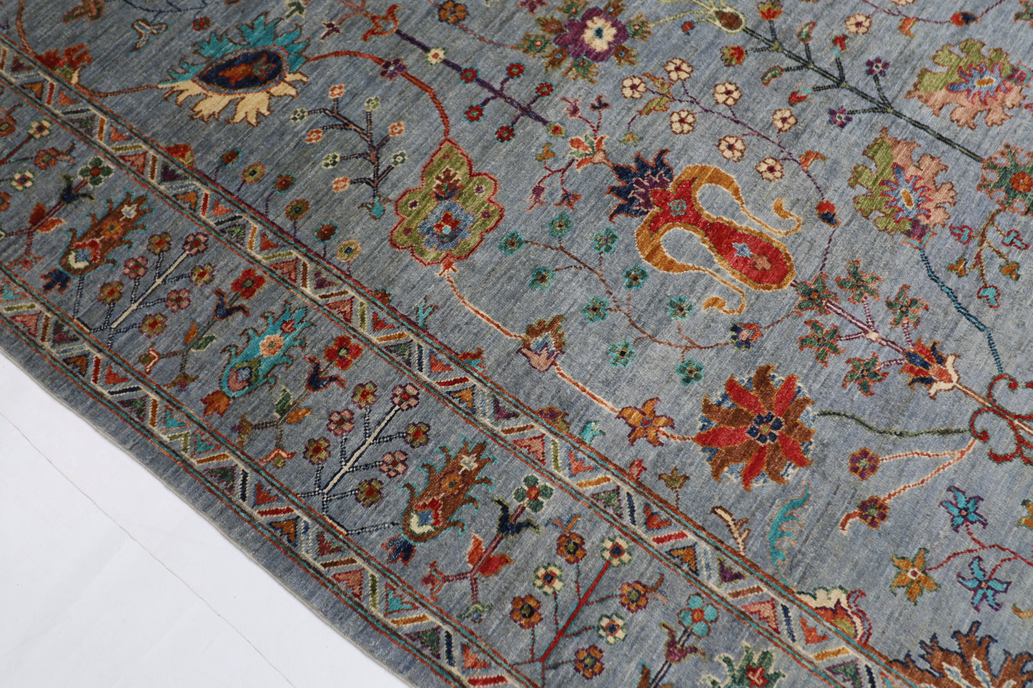 200 x 292 cm | Oriental sultani Gray Afghan Tribal Hand Knotted Wool Carpet